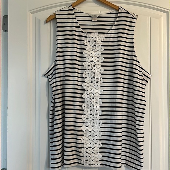 NWT, CJ Banks Navy & White Stripe Tank Shell - Picture 1 of 7